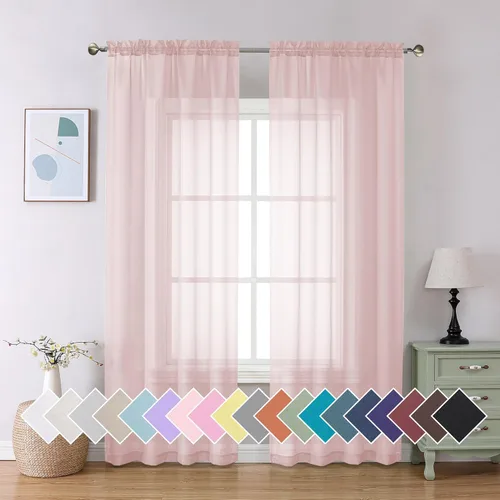 Vista 208 de Aiyufeng 2 paneles de cenefa transparente negra de 14 pulgadas de largo, cortinas cortas para dormitorio, cortinas de cocina para ventana pequeña