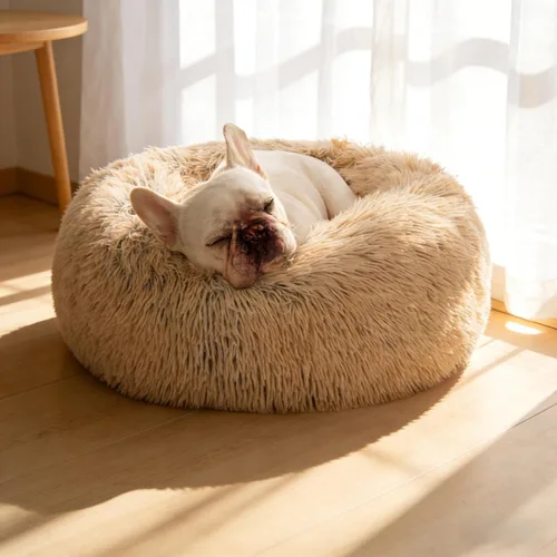Vista 22 de SAVFOX Camas de felpa calmantes para perros, cama de perro dona para perros pequeños, medianos, grandes y extragrandes, cama cómoda para perros