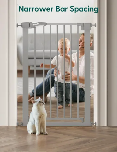 Vista 4 de BABELIO - Puerta de seguridad para bebé de 36" de alto y estrecha, puerta de metal con cierre automático de 26-28.5" para escaleras