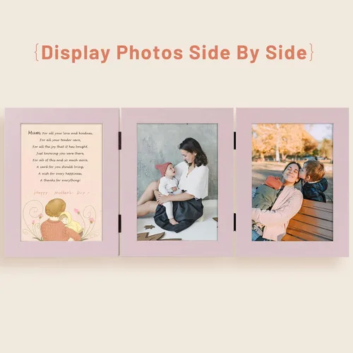 Vista 97 de Golden State Art - Marco decorativo con bisagras para mesa, escritorio, 3 aberturas verticales, con cristal real