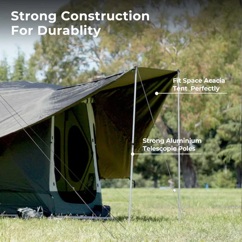 Vista 6 de ACACIA Toldo para 2-3 personas para sistema de campamento Space Acacia, lona de camping impermeable PU2000 para camping de 4 estaciones, lona