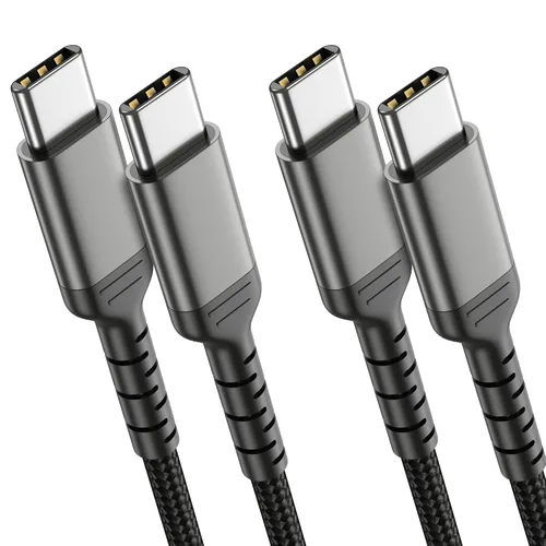 Vista 12 de Cable de carga USB C de 6 pulgadas, paquete de 2 cables cortos USB C a C trenzados de carga rápida, cable USBC compatible con iPhone 15, Samsung