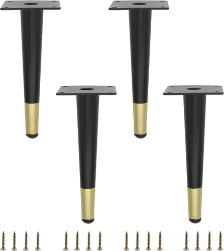 Vista 33 de Paquete de 4 patas para muebles, patas redondas cónicas para muebles, pie de metal resistente para sofá, armario, bar, cama, mesa, silla, sofá