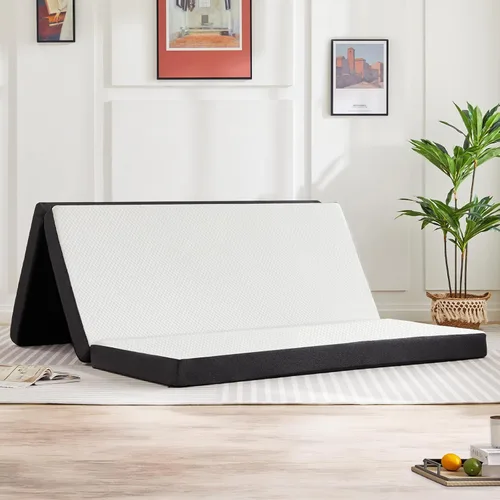 Vista 9 de Sweetcrispy - Colchón de espuma viscoelástica con triple pliegue con funda plegable y lavable, cama de piso portátil con certificación CertiPUR-US