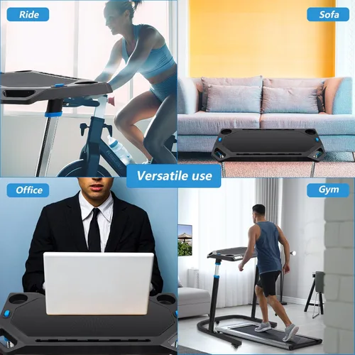 Vista 7 de Suzile Escritorio de ciclismo ajustable para interiores, portátil, superficie antideslizante, soporte para computadora de bicicleta de ejercicio