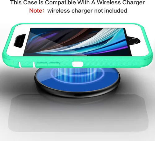 Vista 5 de MXX Funda diseñada para iPhone SE 2020/SE 2022, funda protectora resistente con protector de pantalla [3 capas] cubierta de protección de goma