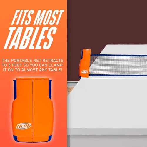 Vista 3 de NERF - Juego de pickleball de mesa, mini juego de pickleball de mesa, red retráctil de hasta 5 pies, se adapta a la mayoría de mesas