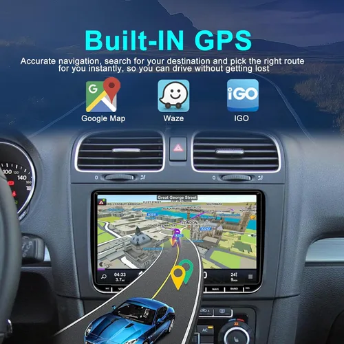 Vista 4 de Radio de coche Android 13 de 9 pulgadas para VW Passat Jetta Tiguan Golf MK5 MK6 T5 EOS Polo, 2+32 GB navegación GPS con CarPlay Android Auto QLED