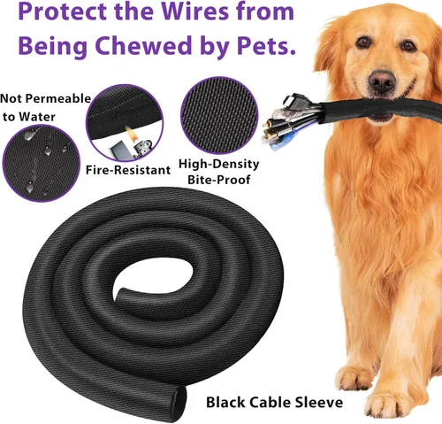 Vista 3 de Protectores de cable contra mascotas, no masticables, 8.2 pies 1/2 pulgadas, funda protectora de cable derramado, organizador de cables