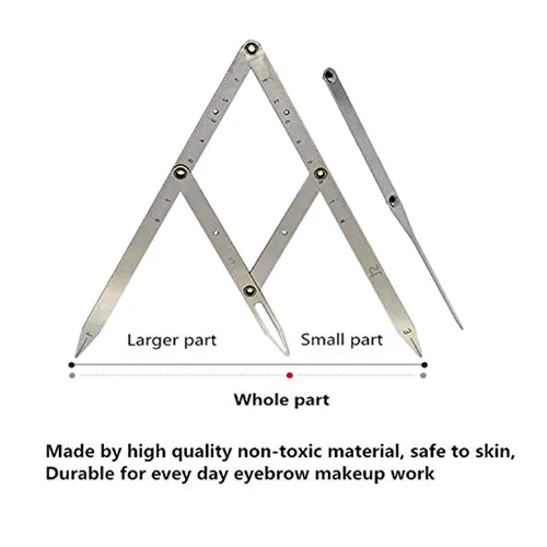 Vista 4 de Dr.Pedi Plantilla de pinza de relación dorada para cejas con brazos flexibles, maquillaje permanente Microblading Maquillaje Permanente Reutilizable