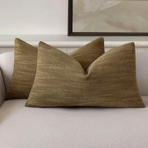 Vista 43 de Foindtower Juego de 2 fundas de almohada decorativas de lino de arpillera con textura, fundas de cojín bohemias de estilo rústico, funda de almohada