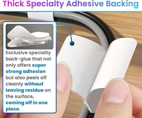 Vista 6 de LX IntMfr. Sujetacables de gancho y bucle, correas de cable autoadhesivas de gancho y bucle, organizador de cables con parte trasera adhesiva, clip