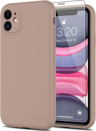 Vista 8 de DEENAKIN Funda compatible con iPhone 11 con protector de pantalla, silicona sedosa, funda de cámara mejorada, probada contra caídas de 16 pies Negro