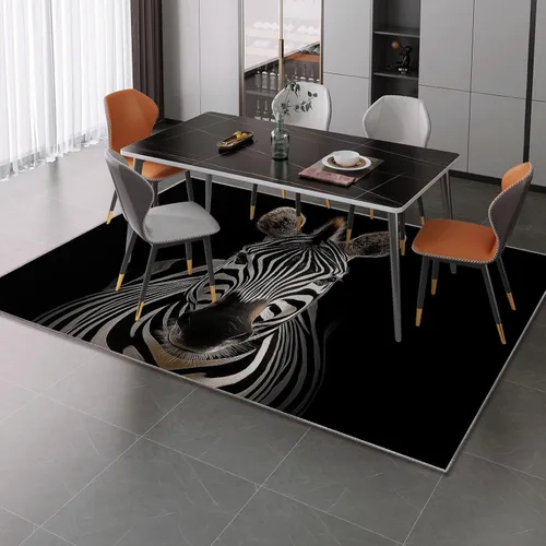 Vista 3 de 2 X 3 ft Small Area Rug for Bedside, Zebra Portrait Lightweight Non Slip Washable Rug with Non-Slip Backing for Front Door Entryway, Animal Throw