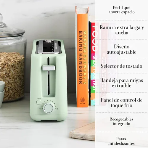 Vista 11 de Martha Stewart Tostadora de ranura larga de 2 rebanadas, extra ancha, gris Caviar Gris