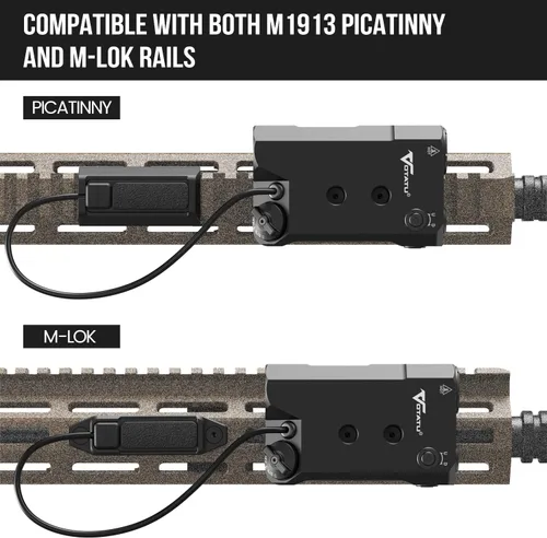 Vista 3 de VOTATU V845 Combo de láser/luz verde compatible con riel M-LOK Picatinny, linterna LED de 2000 lúmenes y mira láser con interruptor de presión