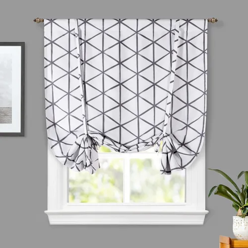 Vista 14 de DriftAway Cortinas con Lazos para Ventanas Ryan Sketch Ramas Florales Hojas Opacas con Forro Cortina con Lazos Ajustable Estilo Globo con Bolsillo