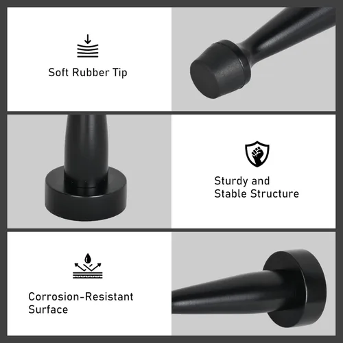 Vista 4 de QOGRISUN 's Topes de puerta negros de latón macizo resistentes, longitud total de 3-1/4 pulgadas de protector de pared decorativo con punta