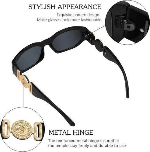 Vista 6 de KUGUAOK Gafas de sol rectangulares irregulares para mujer diseño moderno protección UV gafas de sol pequeñas