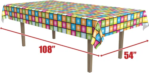 Vista 2 de Beistle Mantel de discoteca, 54 x 108 pulgadas, mantel de plástico, mantel rectangular, fundas para fiestas, decoraciones de fiestas, temas groovy
