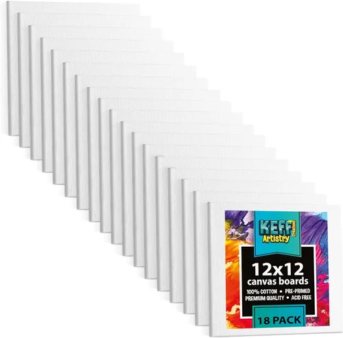 Vista 11 de KEFF Tablas de Lienzo para Pintar - 4x10 Paquete de 18 Paneles de Lienzo a Granel, 100% Algodón Lienzo Triple Impreso en Prima para Suministros