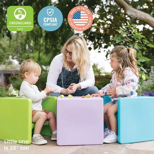 Vista 123 de ECR4Kids Tri-Me 3 en 1 silla cubo, muebles para niños, color azul polvo