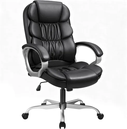 GUNJI Silla de oficina de piel sintética con respaldo alto, silla ejecutiva ergonómica para computadora, silla de escritorio moderna ajustable