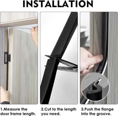 Vista 6 de Cinta de sellado para puerta Kerf - Espacio grande, tira de sellado para puerta exterior - 6.1 metros, negro