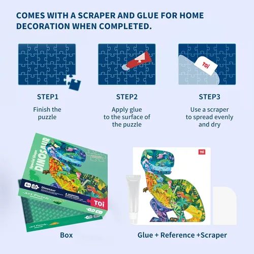 Vista 6 de TOI Rompecabezas de piso de dinosaurio para niños de 6 a 8 años, rompecabezas con forma de animal de 158 piezas, rompecabezas de dinosaurio