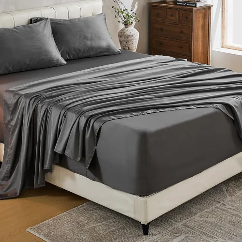 Vista 20 de MEISHANG Sábanas de algodón de 1000 hilos, tamaño Queen, 100% algodón egipcio, tejido satinado, suave y transpirable, certificado Oeko-Tex