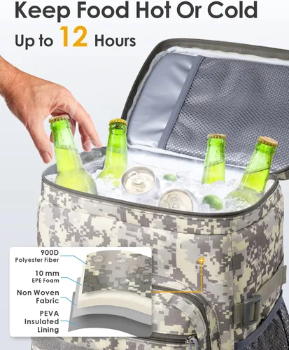 Vista 4 de TACTICISM Tactical Cooler Backpack Insulated Leak-Proof - 24L Heavy Duty Lunch Backpack for Men Women Adults, Soft Ice Chest Backpack as Gift Work