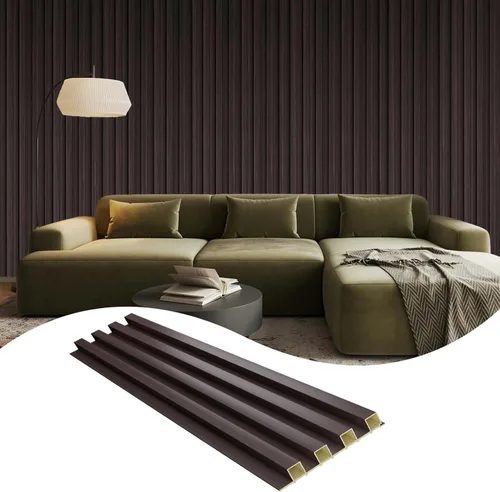 Vista 29 de OUZUGIE WPC Paneles de Pared de Listones Acústicos, Paquete de 8 de 96 x 6 Pulgadas Paneles de Pared 3D para Decoración de Pared Interior, Sala