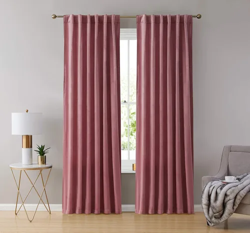 Vista 5 de HLC.ME Sawyer - Cortinas de ventana de terciopelo suave para filtrar la luz con ojales, juego de 2 paneles