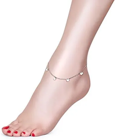 Vista 2 de Tobillera para mujer y niña, S925 plata de ley, ajustable, estilo de playa, joyería pulsera para tobillo