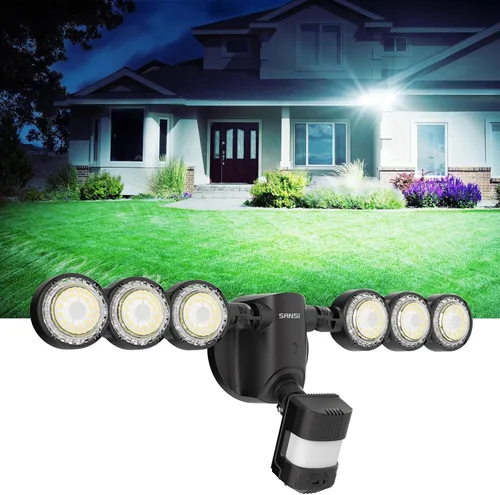Vista 13 de SANSI - Luces de seguridad LED de 25 W con sensor de movimiento para exteriores, 3000 lm, 5000 K luz diurna, de atardecer a amanecer, luces