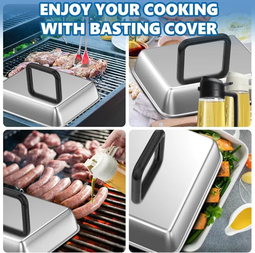 Vista 7 de SafBbcue 2 juegos de accesorios para parrilla plana de 14 y 13 pulgadas, cúpula de fusión de quesos rectangular para Blackstone, Pitboss, Camp Chef