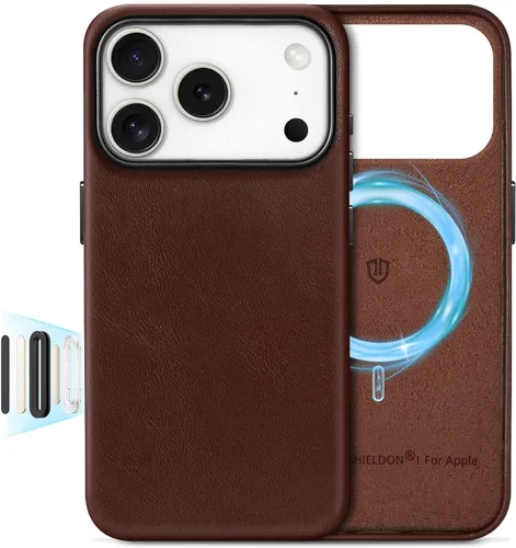 Vista 46 de SHIELDON Funda de cuero genuino para iPhone 17 de 6.3 pulgadas 2025 Compatible con Magsafe, botón de cámara actualizado, carga inalámbrica