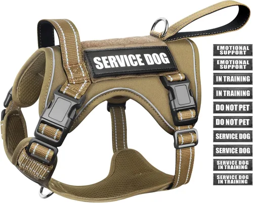 Vista 8 de WINSEE Arnés táctico para perro, arnés sin tirones para perros medianos y grandes con asa y Molle, arnés de servicio militar para perros pequeños