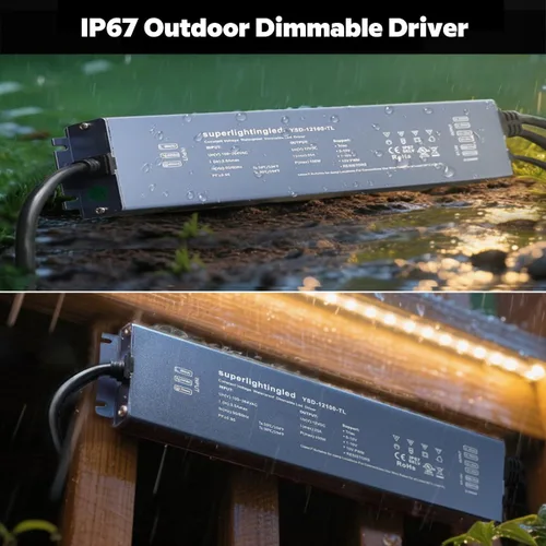 Vista 6 de 12 V CC 100 W con certificación UL 0-10 V y TRIAC regulable impermeable IP67 fuente de alimentación más delgada transformador de bajo voltaje de 110