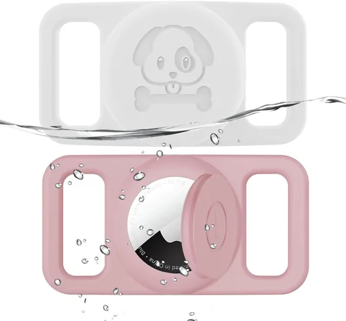 Vista 16 de Paquete de 2 soportes impermeables para collar de perro AirTag compatibles con Apple AirTag, soporte de silicona oculto para Airtag Tracker