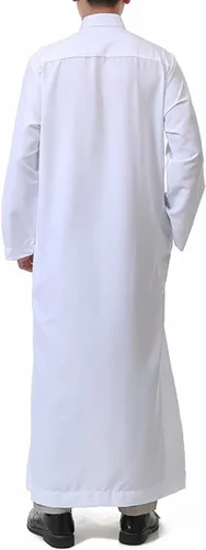 Vista 7 de Bata de manga larga de Thobe Jubba Dishdasha para hombre, vestido musulmán Ramadán, ropa islámica de Oriente Medio