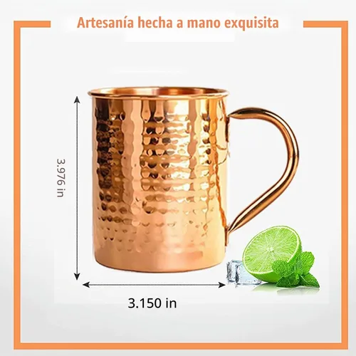 Vista 6 de MEKBOK Taza Moscow Mule de acero inoxidable de 12 onzas, vaso de metal martillado con asa, vaso de cóctel antioxidante de grado alimenticio