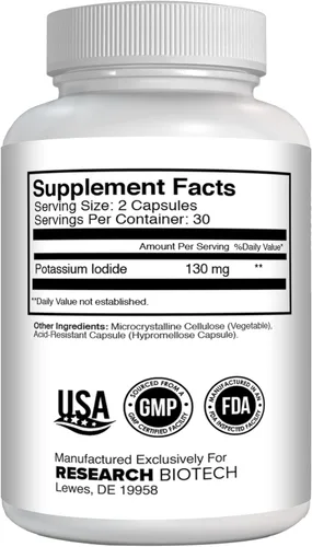 Vista 4 de Max-Bio Cápsulas de yoduro de potasio de 130 mg – 180 unidades – Suplemento dietético para apoyo y protección de la tiroides