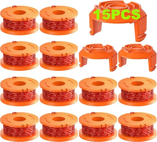 Paquete de 15 líneas de carrete de recortadora para Worx, (WA0010), línea de carrete de repuesto para Worx, recambios de línea de recortadora de
