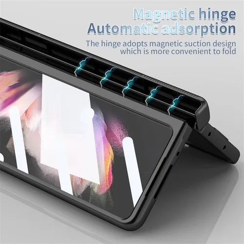 Vista 7 de Z Fold 4 - Funda protectora 4 en 1 con soporte para bolígrafo S y S de repuesto, compatible con Samsung Galaxy Z Fold 4 5G (negro)