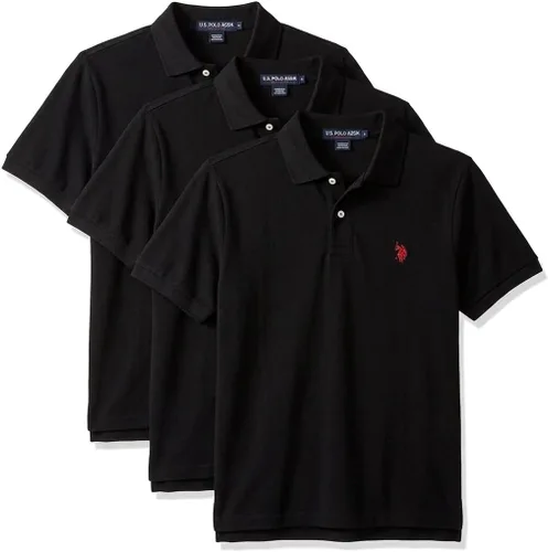 Vista 7 de Polo de piqué de algodón sólido para hombre con pequeño Pony Gris jaspeado