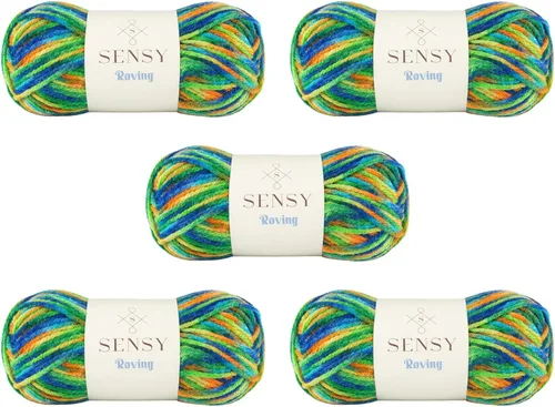 Vista 77 de Sensy Roving - Ovillo de lana multicolor, 3.5 onzas, 132 yardas, calibre 5, voluminoso (otoño)
