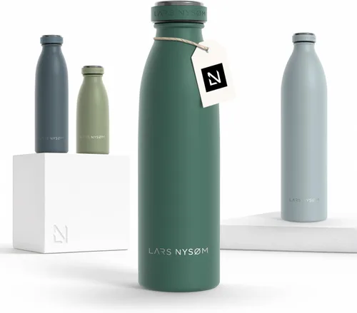 Vista 38 de LARS NYSØM Botella de agua aislada de acero inoxidable de 12 onzas, 17 onzas, 25 onzas, 34 onzas, 51 onzas, frasco térmico aislado para bebidas
