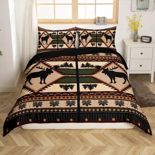 Vista 14 de Erosebridal Juego de funda de edredón de oso rústico de caza, juego de ropa de cama tamaño Queen, funda de edredón de selva de granja, funda