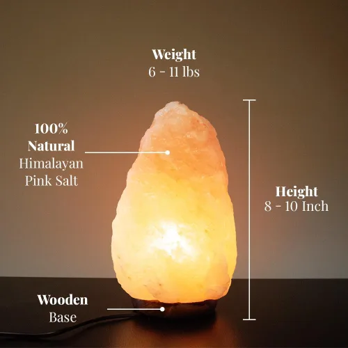 Vista 2 de POHS Lámpara de sal rosa del Himalaya 100% auténtica de 8 a 10 pulgadas (7-11 libras), hecha a mano con interruptor regulable, base de madera